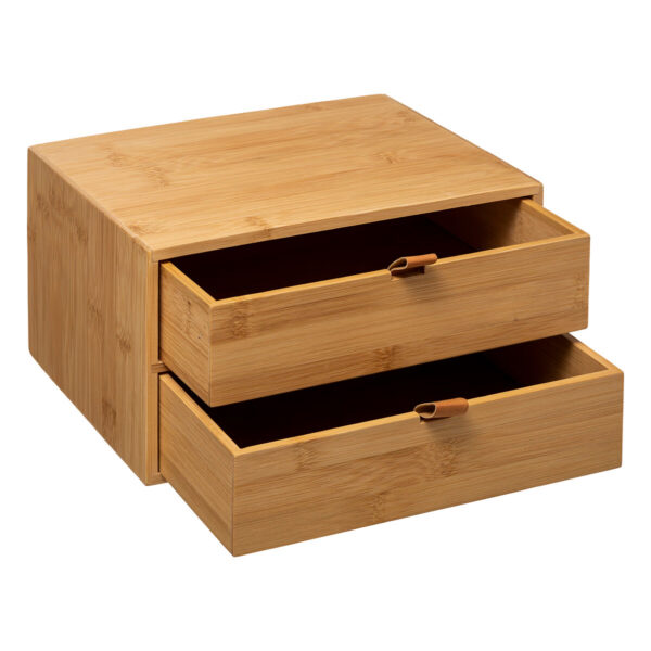 Cutie depozitare 5Five cu 2 sertare, bambus, 25x20x14 cm, natur - imagine 2