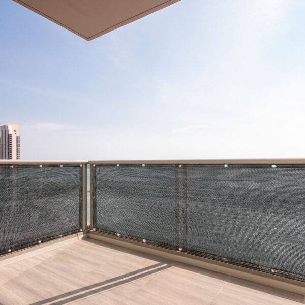 Protectie balcon din plasa PVC, cu inele metalice pentru prindere, 105×500 cm, negru - imagine 5