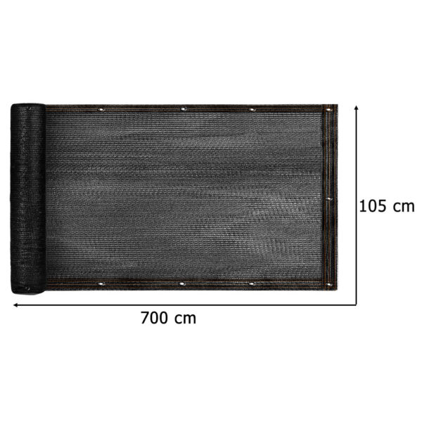 Protectie balcon din plasa PVC, cu inele metalice pentru prindere, 105x700 cm, negru - imagine 6