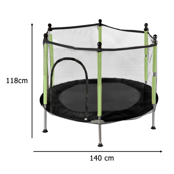 Trambulina pentru copii cu plasa de protectie, diametru 140 cm, 150 kg, verde - imagine 2