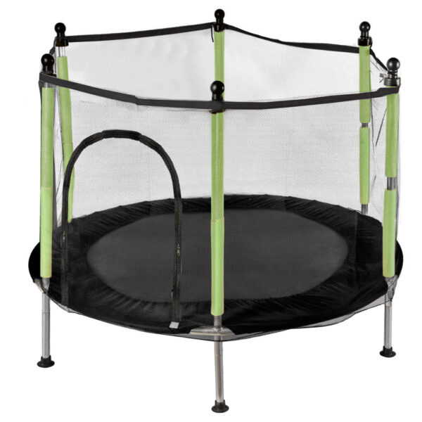 Trambulina pentru copii cu plasa de protectie, diametru 140 cm, 150 kg, verde - imagine 4
