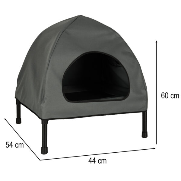 Casuta cu pat pentru caini si pisici, cu acoperis detasabil si baza ventilata, 54x44x60 cm, negru - imagine 9