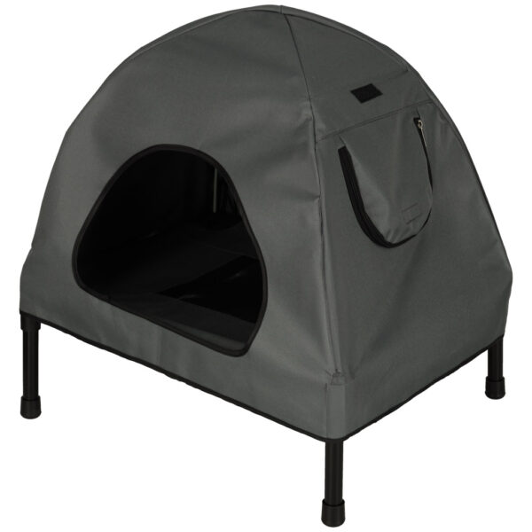 Casuta cu pat pentru caini si pisici, cu acoperis detasabil si baza ventilata, 54x44x60 cm, negru - imagine 3