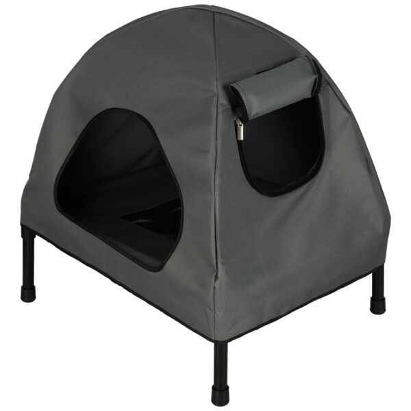Casuta cu pat pentru caini si pisici, cu acoperis detasabil si baza ventilata, 54x44x60 cm, negru - imagine 4
