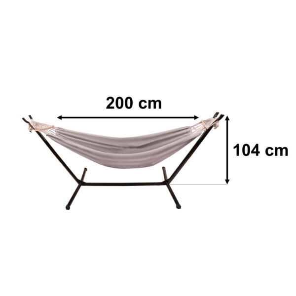 Hamac cu suport metalic, material textil 210x153 cm, cadru 247x133x104 cm, negru si gri - imagine 6