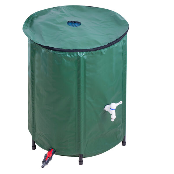 Rezervor pliabil pentru apa pluviala cu robinet, capac si structura PVC, 200 litri, 70x55x55 cm, verde - imagine 5