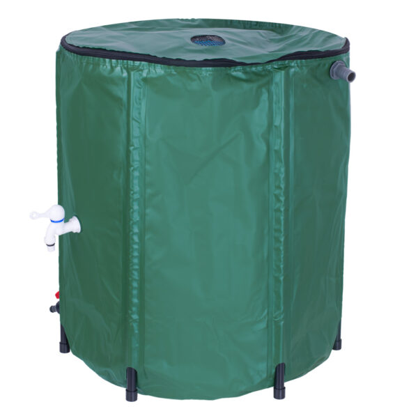 Rezervor pliabil pentru apa pluviala cu robinet, capac si structura PVC, 200 litri, 70x55x55 cm, verde - imagine 6