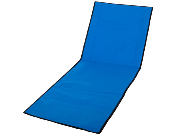 Sezlong pliabil cu spatar pentru plaja, material impermeabil, 150x47 cm, albastru inchis - imagine 2