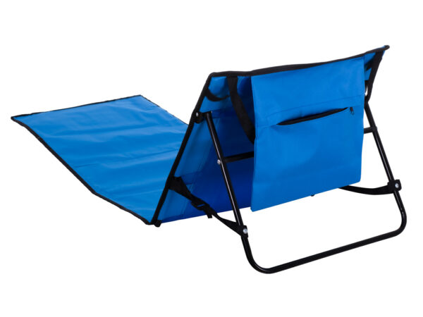 Sezlong pliabil cu spatar pentru plaja, material impermeabil, 150x47 cm, albastru inchis - imagine 3