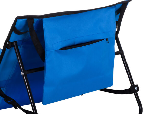 Sezlong pliabil cu spatar pentru plaja, material impermeabil, 150x47 cm, albastru inchis - imagine 4