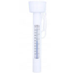 Termometru plutitor pentru piscina, cu snur de prindere si scala dubla, 18,5 cm, alb