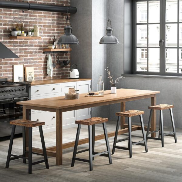 VASAGLE Set 2 scaune bar cu sezut curbat, cadru metalic, 46x33x60 cm, maro rustic - imagine 7
