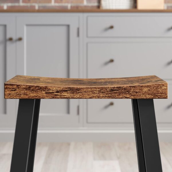 VASAGLE Set 2 scaune bar cu sezut curbat, cadru metalic, 46x33x60 cm, maro rustic - imagine 9