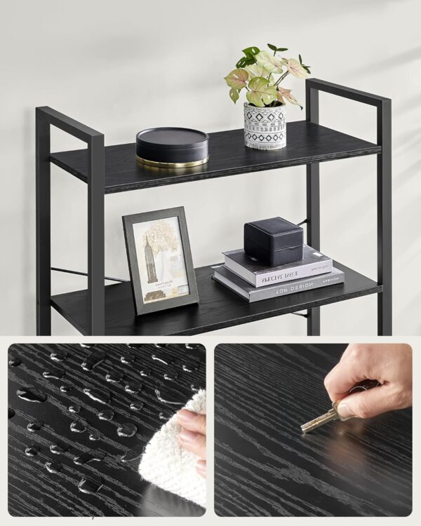 VASAGLE Biblioteca 6 rafturi, cadru metalic si polite PAL, stil industrial, 80x30x186 cm, negru - imagine 3