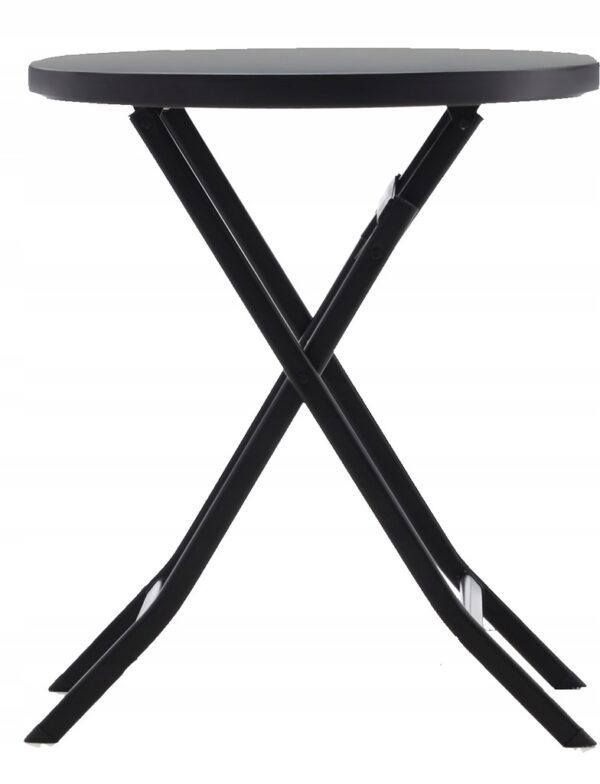 Set mobilier balcon pliabil cu masa sticla si 2 scaune, structura metalica, 60x70 cm, negru - imagine 4