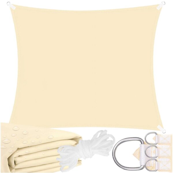 Prelata umbrire 4x4 m pentru terasa sau balcon, impermeabila, protectie UV, crem - imagine 3