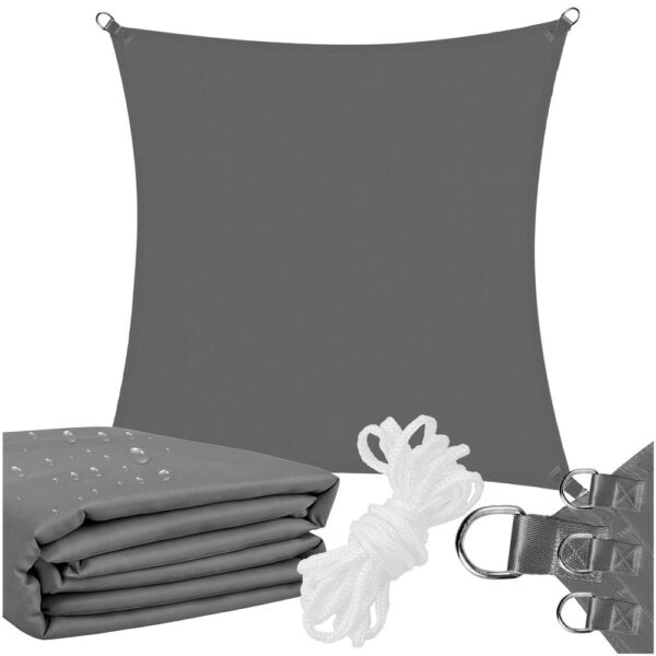 Prelata umbrire 4x4 m pentru terasa sau balcon, impermeabila, protectie UV, gri - imagine 10