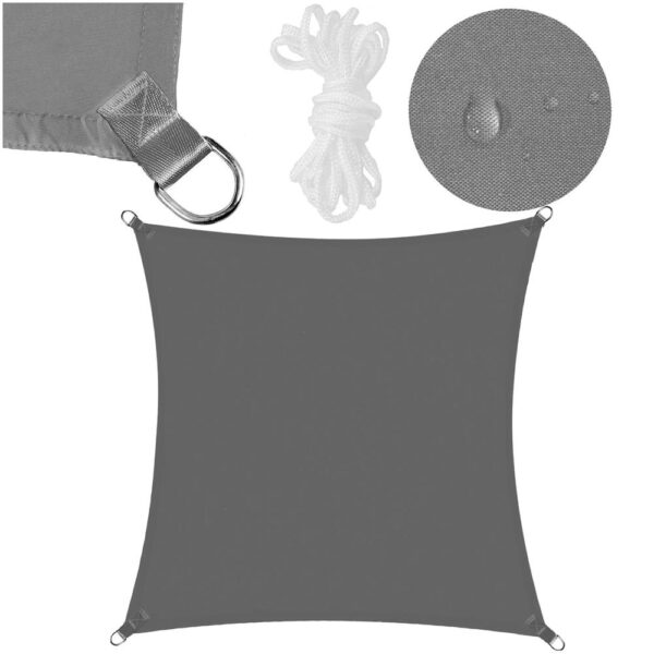 Prelata umbrire 4x4 m pentru terasa sau balcon, impermeabila, protectie UV, gri - imagine 7