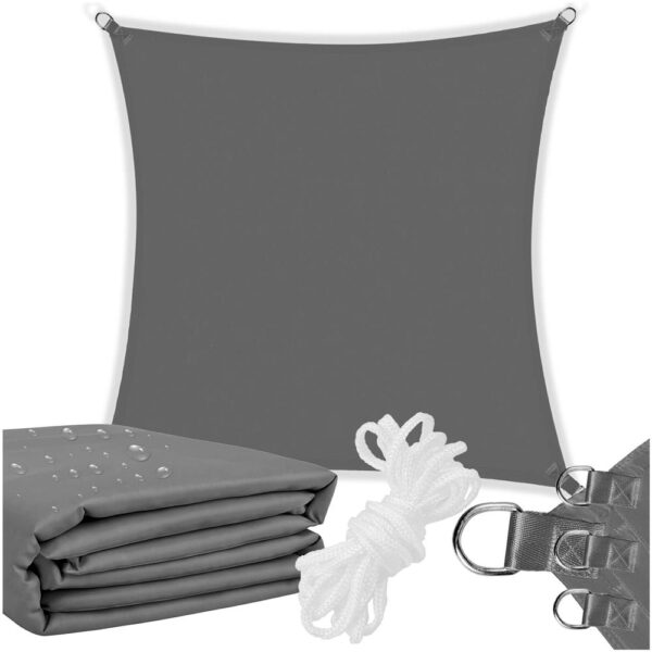 Prelata umbrire 4x4 m pentru terasa sau balcon, impermeabila, protectie UV, gri - imagine 9