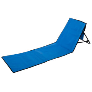 Sezlong pliabil cu spatar pentru plaja, material impermeabil, 150x47 cm, albastru inchis