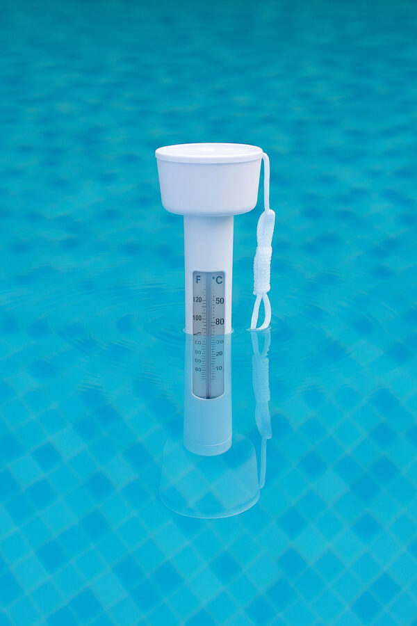 Termometru plutitor pentru piscina, cu snur de prindere si scala dubla, 18,5 cm, alb - imagine 4