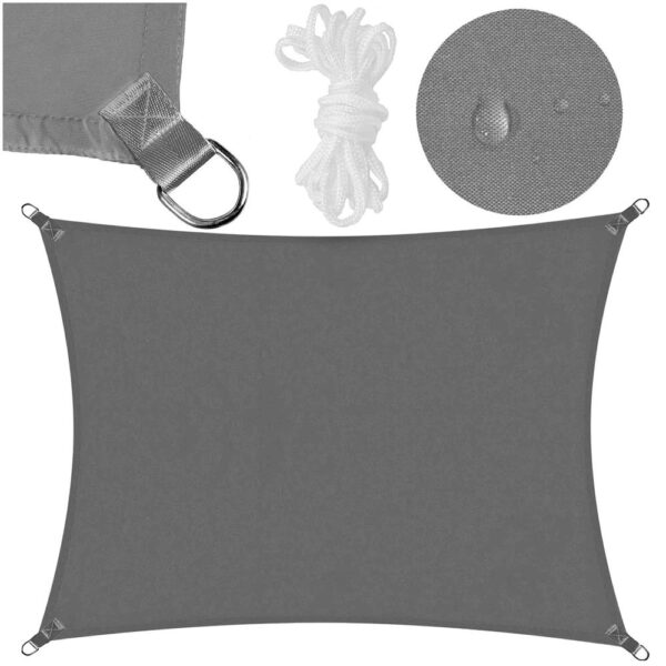 Prelata umbrire 4x3 m pentru terasa sau balcon, impermeabila, protectie UV, gri - imagine 6