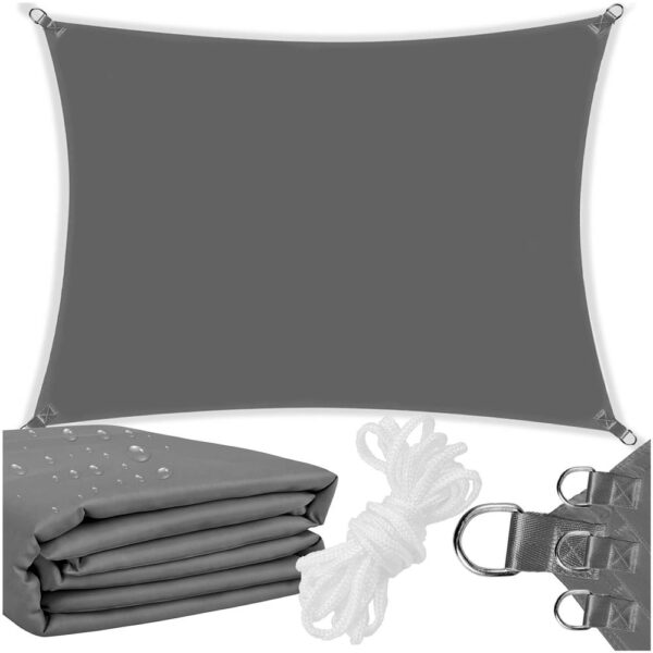 Prelata umbrire 4x3 m pentru terasa sau balcon, impermeabila, protectie UV, gri - imagine 8