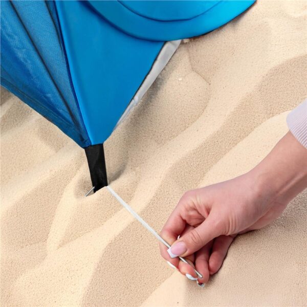 Cort plaja autoexpansibil POP-UP cu plasa ventilatie si protectie UV, 160x140x115 cm, albastru - imagine 5