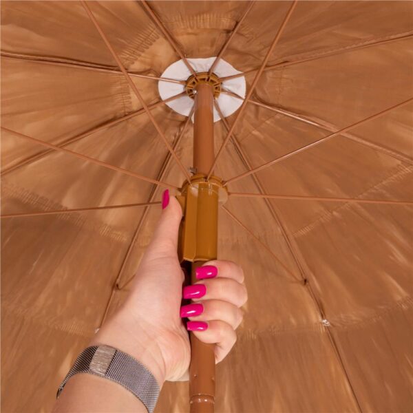Umbrela de plaja tip hawai pliabila, cu inaltime si unghi reglabil, structura metalica, 160 cm, maro - imagine 15
