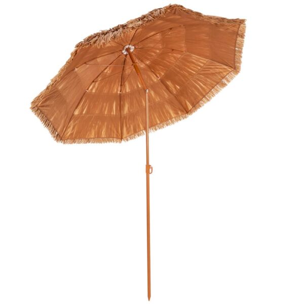 Umbrela de plaja tip hawai pliabila, cu inaltime si unghi reglabil, structura metalica, 160 cm, maro - imagine 20
