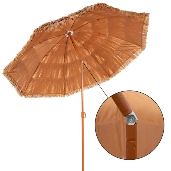 Umbrela de plaja tip hawai pliabila, cu inaltime si unghi reglabil, structura metalica, 160 cm, maro - imagine 31