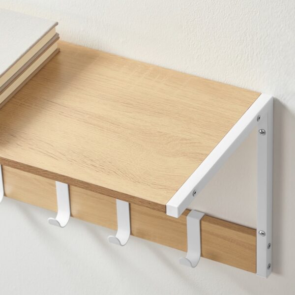 VASAGLE Set 2 cuiere cu rafturi perete, PAL si otel, 50x24x27 cm, stejar, alb - imagine 7