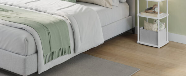 SONGMICS Masuta laterala tip noptiera, cu 3 rafturi si cos textil, cadru metalic, 30x34x58 cm, alb mat - imagine 2