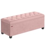 SONGMICS Bancuta depozitare cu picioare, velur matlasat, 103 litri, 110x40x40 cm, roz