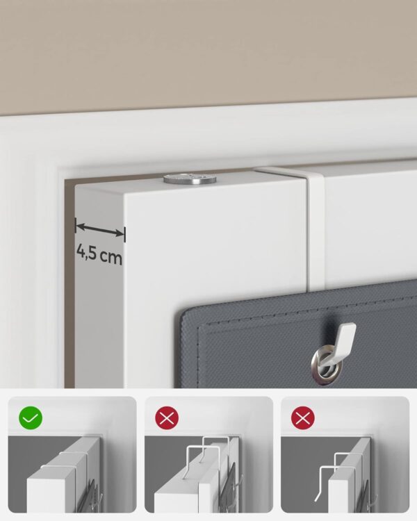 SONGMICS Organizator suspendat cu 4 compartimente, raft textil pentru usa sau perete, 33.5x12x100 cm, gri - imagine 2