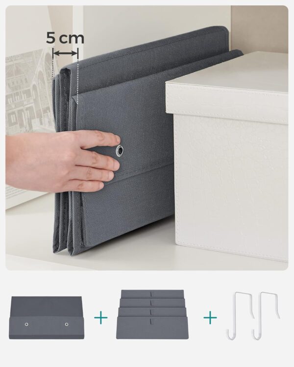 SONGMICS Organizator suspendat cu 4 compartimente, raft textil pentru usa sau perete, 33.5x12x100 cm, gri - imagine 4