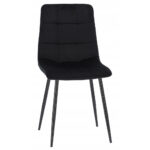 Scaun living tapitat cu catifea, spatar matlasat, 44x54x89 cm, negru