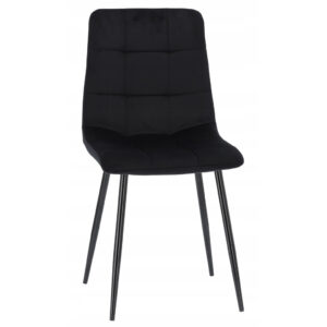 Scaun living tapitat cu catifea, spatar matlasat, 44x54x89 cm, negru