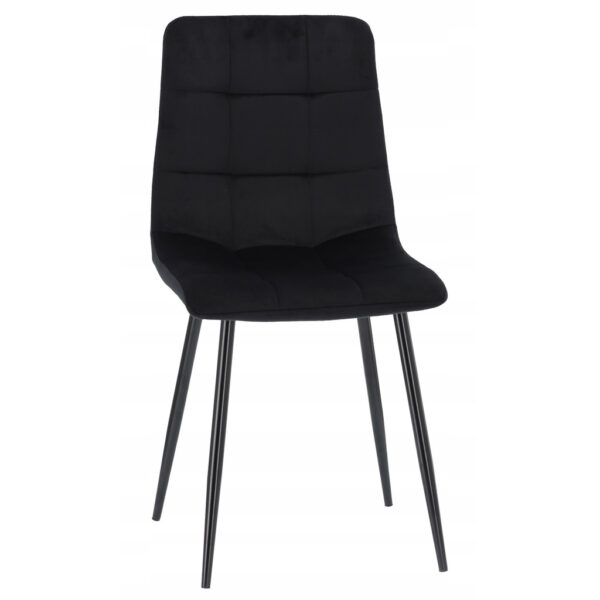 Scaun living tapitat cu catifea, spatar matlasat, 44x54x89 cm, negru