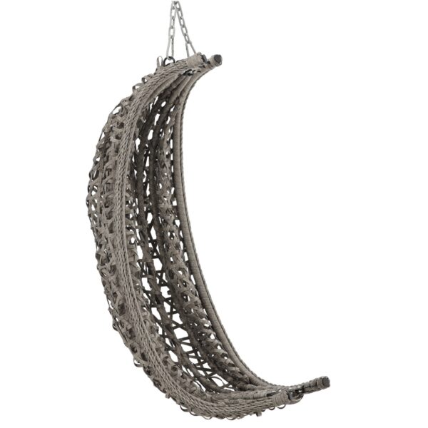 Leagan tip cuib suspendat, cu perna, cadru metalic si cos PE, 103x95x185 cm, gri - imagine 3