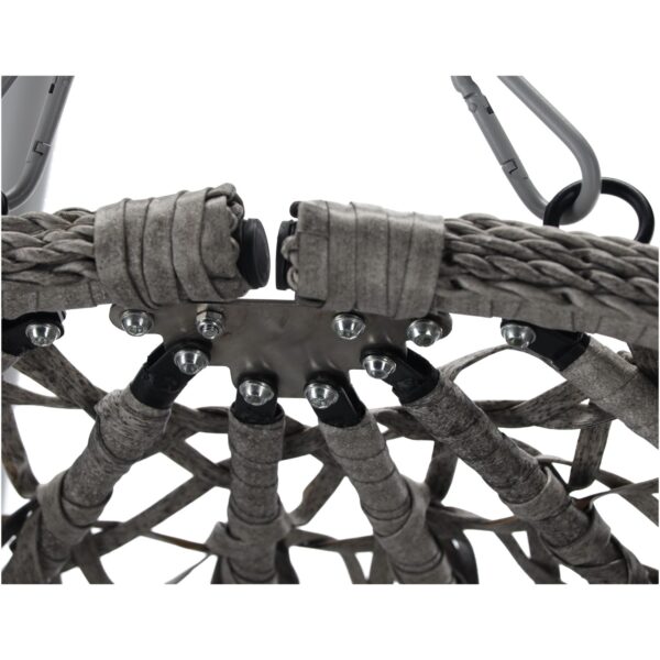 Leagan tip cuib suspendat, cu perna, cadru metalic si cos PE, 103x95x185 cm, gri - imagine 5