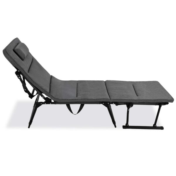 Fotoliu pliabil 2 in 1 tip sezlong, cu 5 pozitii, structura metalica si saltea inclusa, 180x58x89 cm, gri - imagine 8