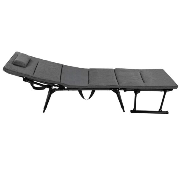 Fotoliu pliabil 2 in 1 tip sezlong, cu 5 pozitii, structura metalica si saltea inclusa, 180x58x89 cm, gri - imagine 9