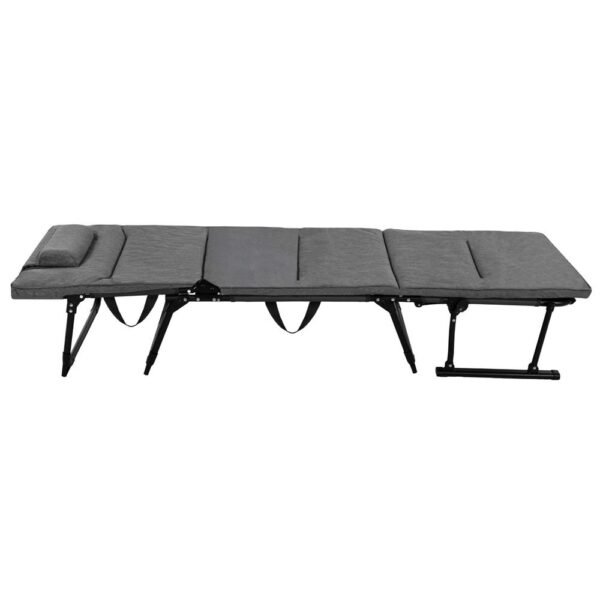 Fotoliu pliabil 2 in 1 tip sezlong, cu 5 pozitii, structura metalica si saltea inclusa, 180x58x89 cm, gri - imagine 11