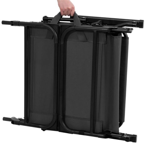 Fotoliu pliabil 2 in 1 tip sezlong, cu 5 pozitii, structura metalica si saltea inclusa, 180x58x89 cm, gri - imagine 14