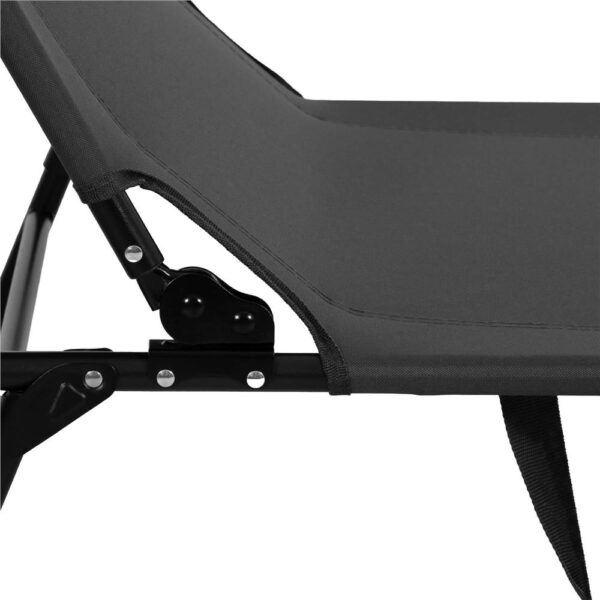 Fotoliu pliabil 2 in 1 tip sezlong, cu 5 pozitii, structura metalica si saltea inclusa, 180x58x89 cm, gri - imagine 17