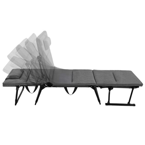 Fotoliu pliabil 2 in 1 tip sezlong, cu 5 pozitii, structura metalica si saltea inclusa, 180x58x89 cm, gri - imagine 24