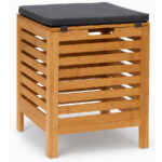 Taburet multifunctional 5Five Sicela, spatiu depozitare, bambus, 35x35x49 cm, bej