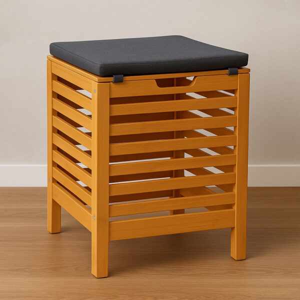 Taburet multifunctional 5Five Sicela, spatiu depozitare, bambus, 35x35x49 cm, bej - imagine 2