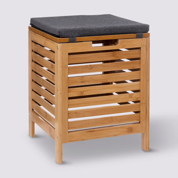 Taburet multifunctional 5Five Sicela, spatiu depozitare, bambus, 35x35x49 cm, bej - imagine 3